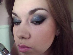 Smokey Navy Eye w/winged liner and soft pink lips