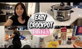EASY CROCKPOT MEAL FOR DINNER | CLEAN &  COOK WITH ME | DAY IN THE LIFE SAHM