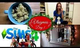 Vlogmas 2014 Day 1 ❄ Peanut Butter Banana Ice Cream + Olaf + The Sims4
