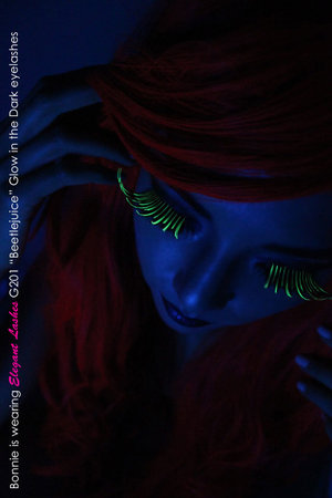 Halloween is way more fun with Glow in the Dark eyelashes! 
Lashes used (all Elegant Lashes): 
Top: G201 "Beetlejuice" Glow in the Dark lashes + #704 Black 
Bottom: #018 Black + M560 Black Velvet Faux Mink lashes

Shop lashes: http://elegantlashes.com/Glow-in-the-Dark/
