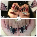 stiletto black and red nails