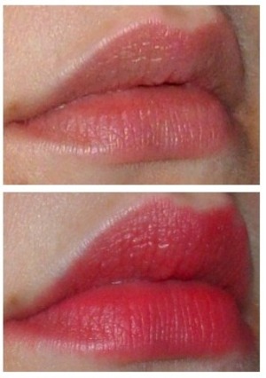 Bottom: Sleek True Color lipstick in Papaya Punch