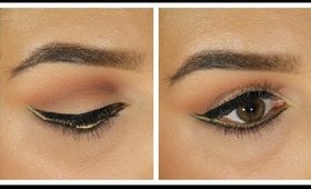 Sleek Black & Gold Double Winged Liner | Makeup Tutorial ♥