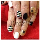 Black white gold nails 
