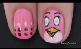 Pink Bird Nails - Meet the new member of the Angry Birds Nail Art Design