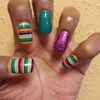 Glitter & Multi-Colored Stripes Jamberry Nails 