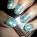 Teal and gold chevron