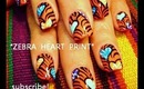 ZEBRA ANIMAL PRINT with HEARTS: robin moses nail art design tutorial