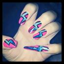 Pink and blue Lightning bolts