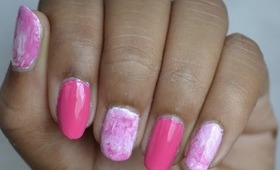 Manicure Monday: Pink and White Marble (no water)