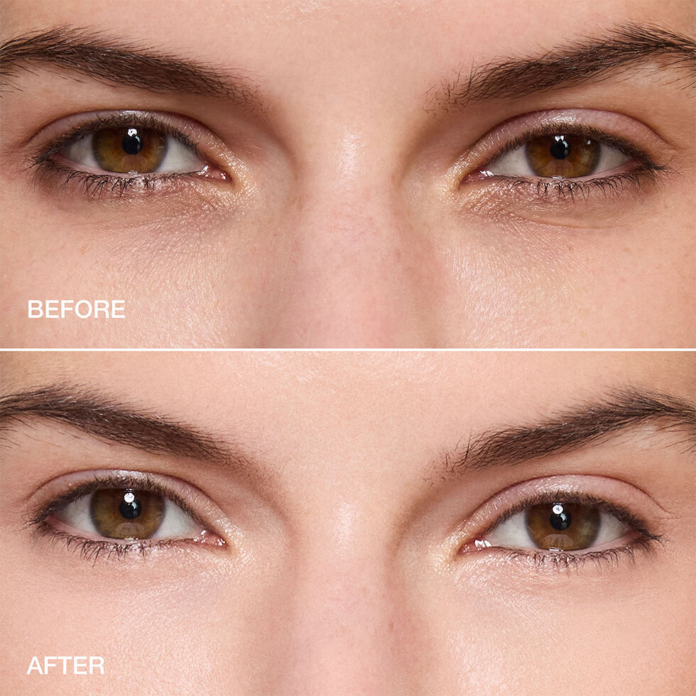 Jouer Cosmetics model before and after wearing the Brightening Under Eye Corrector
