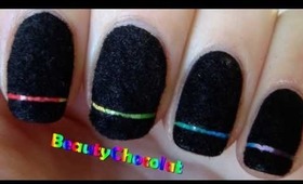 Rainbow Laser Nail Art - Black Velvet Nails - Bornprettystore Review