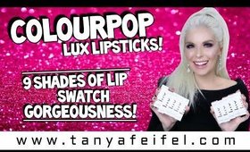 ColourPop Lux Lipsticks! | 9 Shades of Lip Swatch Gorgeousness! | Tanya Feifel-Rhodes