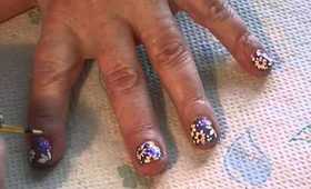~ Purple With Flowers Nail Art Design ~