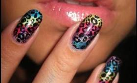 Rainbow Leopard Nail Tutorial! Lisa Frank inspired