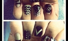 ☾ ✯ Taupe Tribal Nail Art Tutorial ✯ ☽