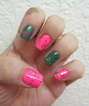 Essie Pink Parka,Pretty Edgy, Wet and Wild Party Of Five Glitters,and Hot Topic Stamping plate
