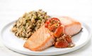 Salmon with Brown-Butter Tomato Relish and Wild Rice