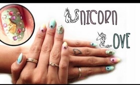 HOW TO: Unicorn Love Nail Design w/Hex nail jewelry
