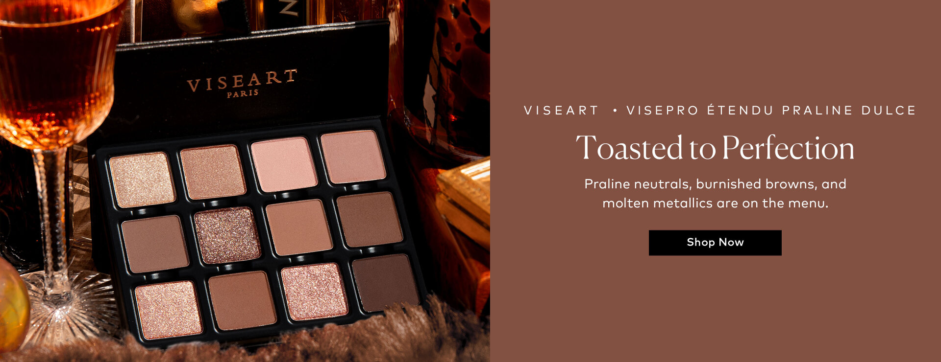 A curated collection of toasted shades inspired by praline, caramel, cacao, and burnished sugar. Shop the Viseart VisePRO Etendu Praline Dulce on Beautylish.com