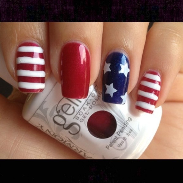 #fourth #of #july #nail #design #red #white #blue #stars #glitter # ...