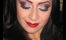 Arabic Eye Makeup - Red, Grey, And Black - Red Lips - Dramatic