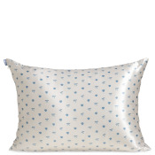 Kitsch Satin Pillowcase Pearlized Cream & Coastal Blue Print