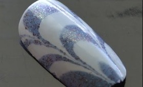 Water Marble May: Marble #9 White and Deep Blue/Green Glitter