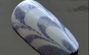 Water Marble May: Marble #9 White and Deep Blue/Green Glitter