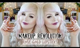 Makeup Revolution Rose Gold Lipstick | Lip Swatches