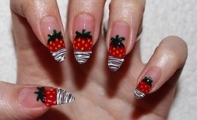 Chocolate Dipped Strawberries Nail Art