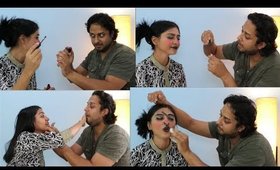 Husband Does My Diwali Makeup || Craziest Diwali MAKEUP ever!!!