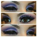 Purple Glitter Cut Crease Makeup Look