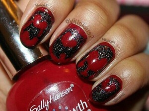 Today, I have this anti-valentines day themed nail art.
I don't remember what nail polish I used for the base. I just remember I layered one coat of Nicole by OPI Fabulous Is My Middle Name over it.
For the red boarder, hearts, and drips, I used Sally Hansen Stunning Scarlet!
To be honest, I'm not the biggest fan of how it turned out...
Next time I would use a red nail polish that's a bit more opaque, because the one I used was a bit sheer.