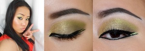 My golden-green sparkle look 03-10-2012
experimenting with green colour