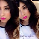 Spring look bright pink lips 