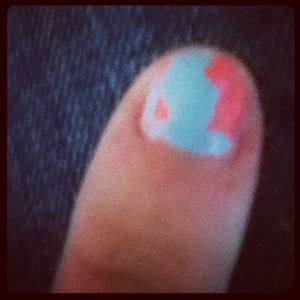 these nails are so fun and easy, so I did mine with Butter London's Trout Pout and Forever21 (love and beauty)'s baby blue