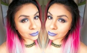 Blue Smokey Eyes & Blue Lips Makeup Tutorial - 'TIME' Urban Decay X Alice In Wonderland Palette