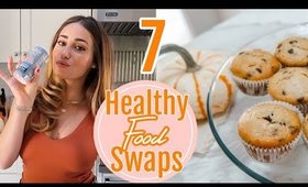 7 EASY HEALTHY FOOD SWAPS// Banana chocolate muffins