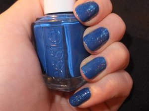 Essie Mesmerize with OPI Last Friday Night as a glitter topper