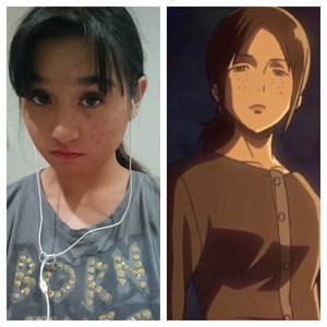 I was sooooooo proud of the face I made, so in character. Here's my second try at Ymir from SnK, everyone's favorite lesbian shifter.