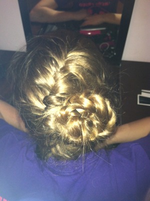 I did my cousins hair. #seashellbraidedbun