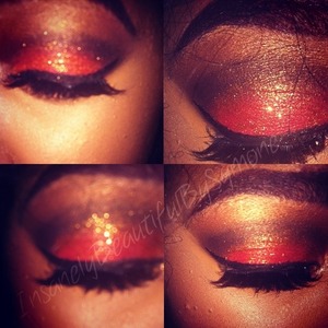 Smoked out red with a pop of glitter 