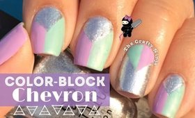 Colorblock Chevron Nail Art by The Crafty Ninja