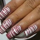 Red & White Striped Nails
