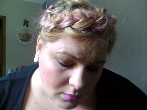 braid with pink chalk in hair