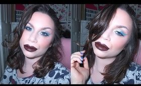 Winter Week Day 4 | Bold Blue Ombre Glitter Liner and Film Noir Brown Lips Make-Up Tutorial