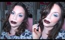 Winter Week Day 4 | Bold Blue Ombre Glitter Liner and Film Noir Brown Lips Make-Up Tutorial