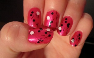 For this manicure I used:
China Glaze Whirled Away 
Sally Hansen Twisted Pink