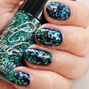 Blue Glittered Nails with Cult Nails